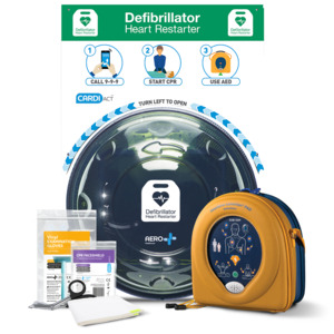 HeartSine Samaritan PAD 500P (Semi Automated) with CPR Advisor - External Unlocked Cabinet Silver Bundle Package